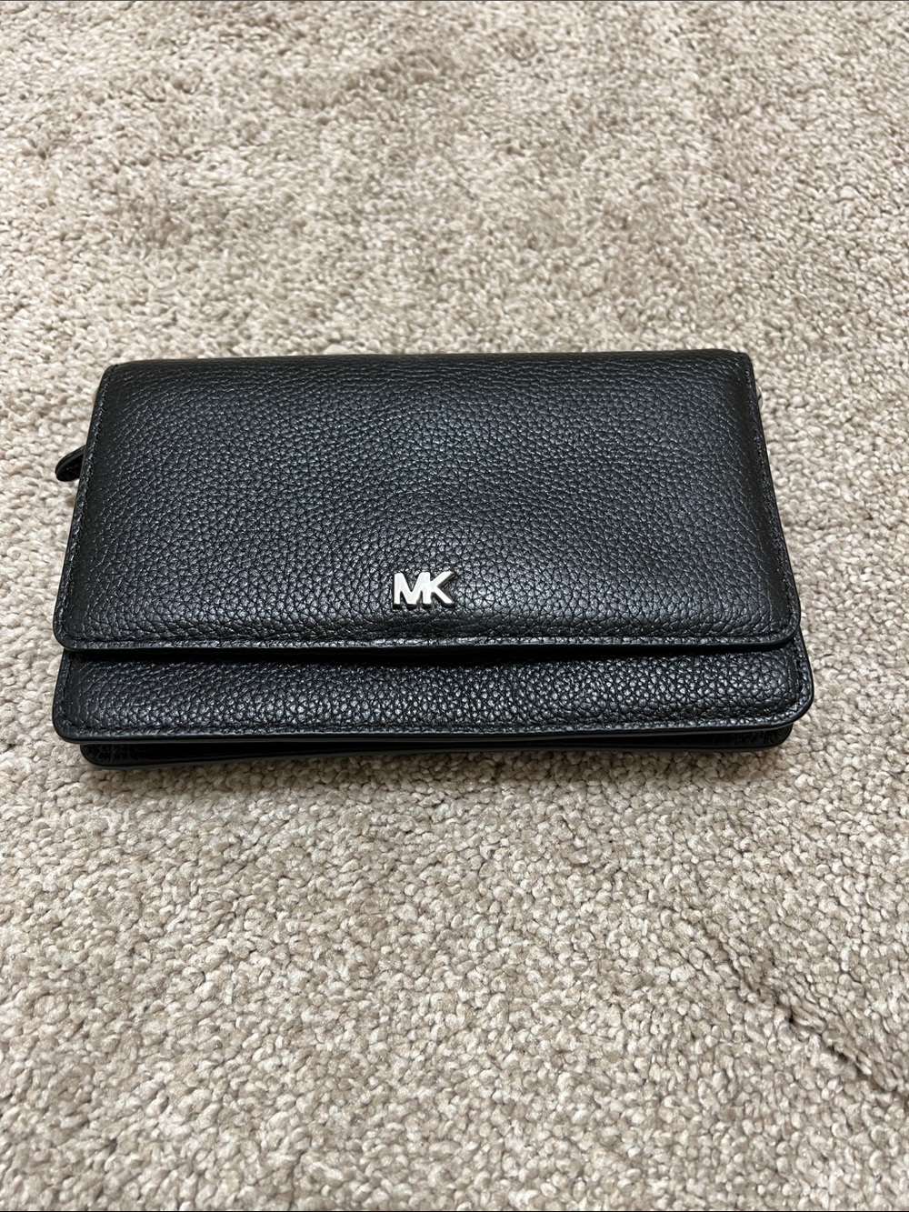 MICHAEL Michael Kors Black Pebbled Leather Key & Card Holder